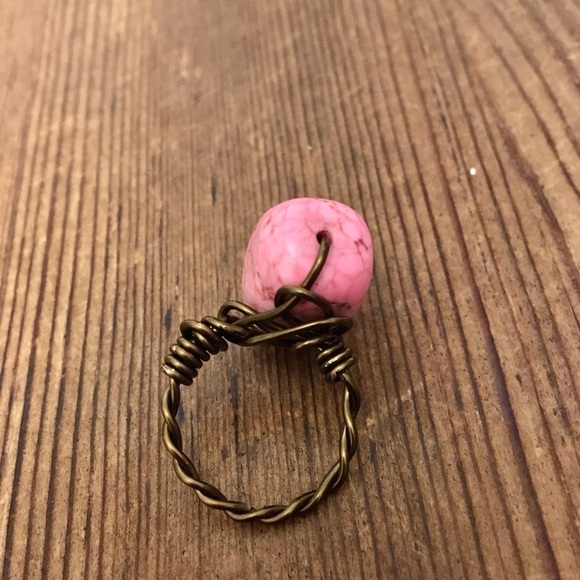 Pink Turquoise Wire Wrap Ladies Ring,  Handmade Ladies Ring,  Ring Size 8 - Picture 6 of 6